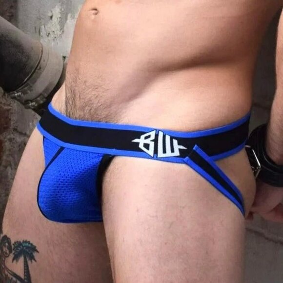 BREEDWELL Size XL Nylon Mesh Brut Athletic Supporter - Blue/Black/White- Jock - Picture 8 of 9